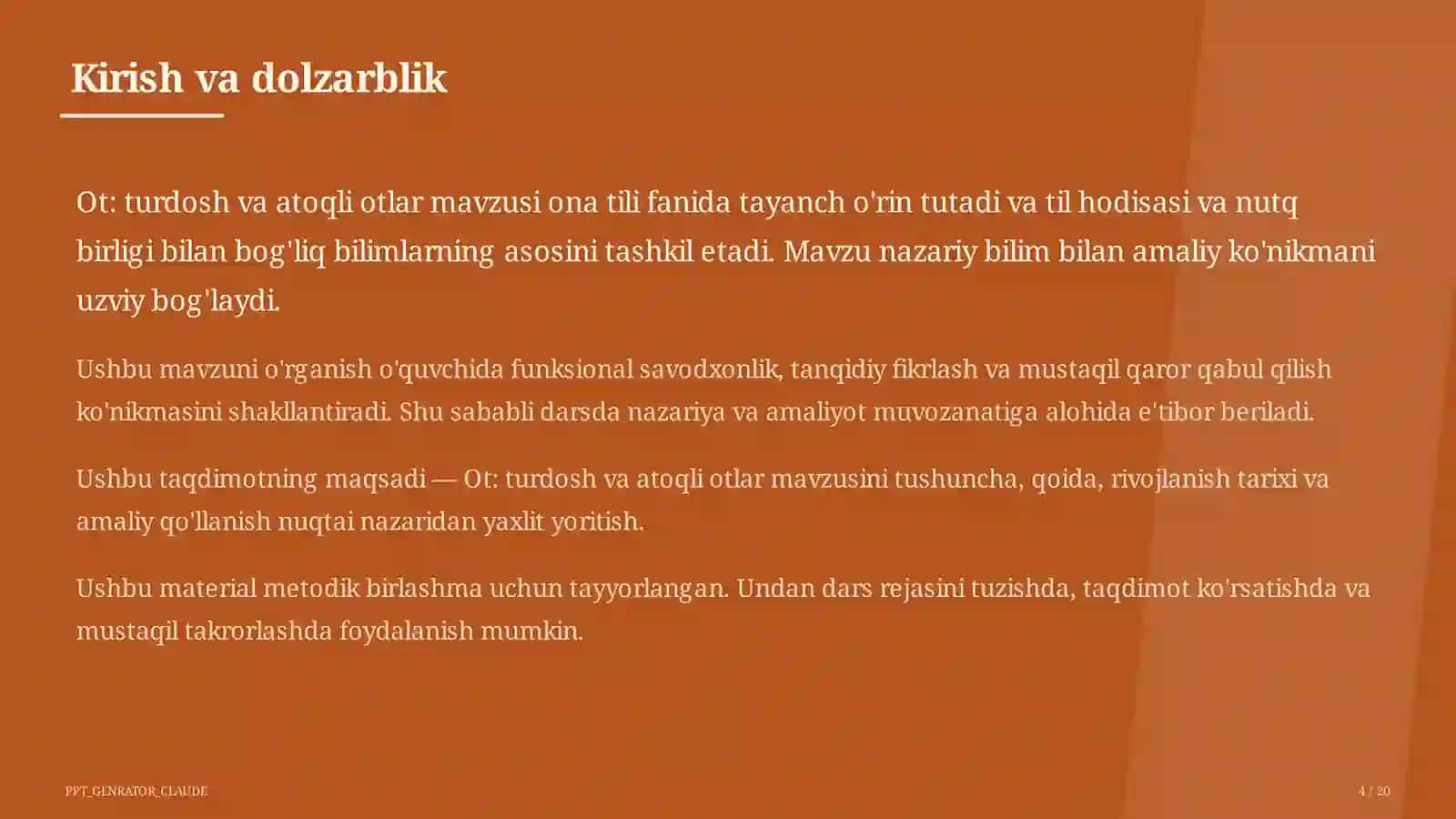 Ona tili (5–11) — metodik birlashma uchun 4