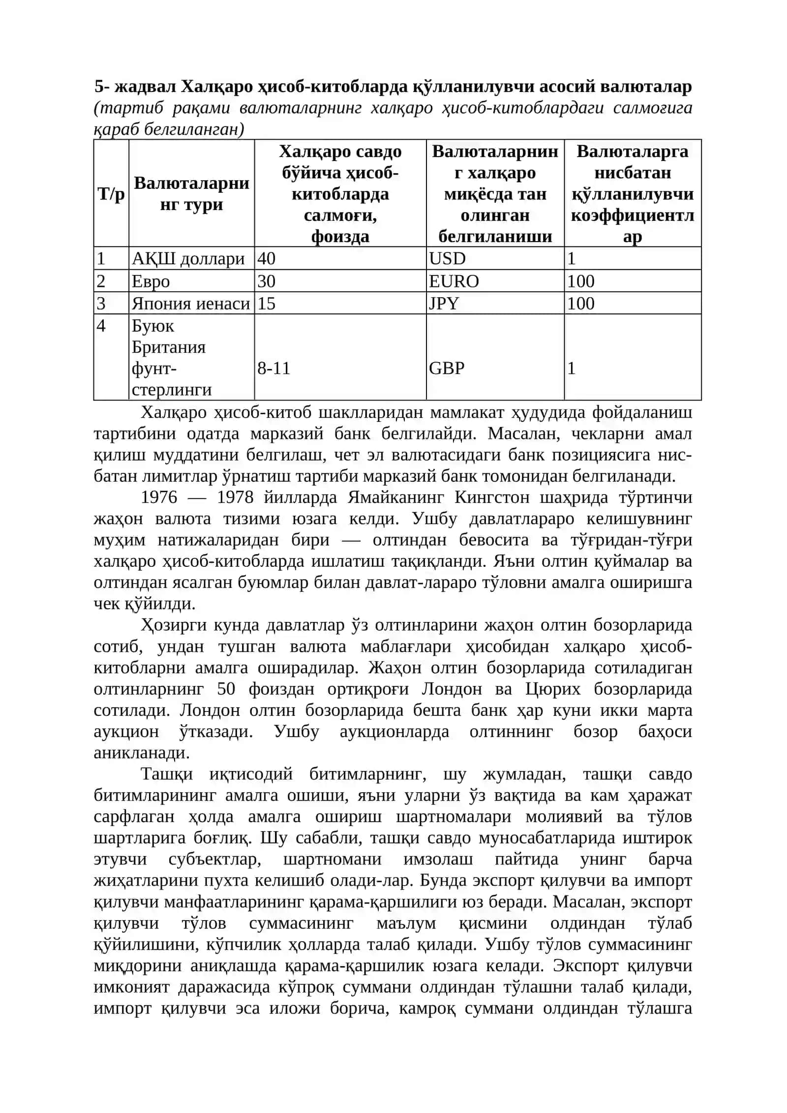 Халқаро ҳисоб-китоблар. Халқаро кредит ва хорижий инвестициялар 4