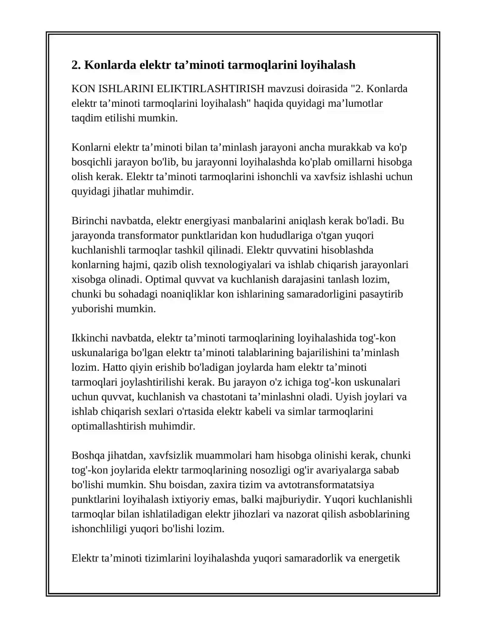 Kon ishlarini elektrlashtirishning umumiy tamoyillari 4