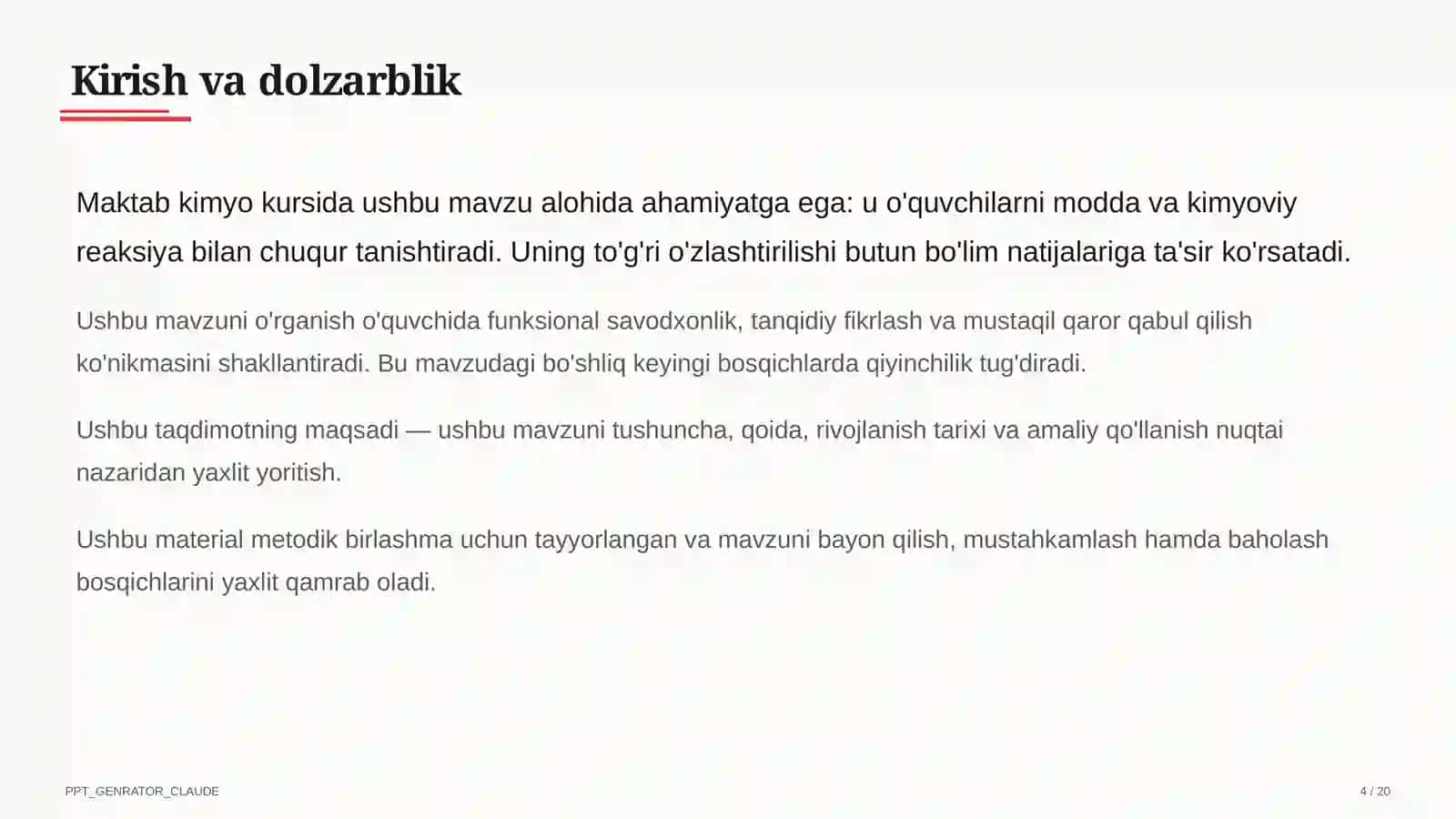 Kimyo (7–11) — metodik birlashma uchun 4