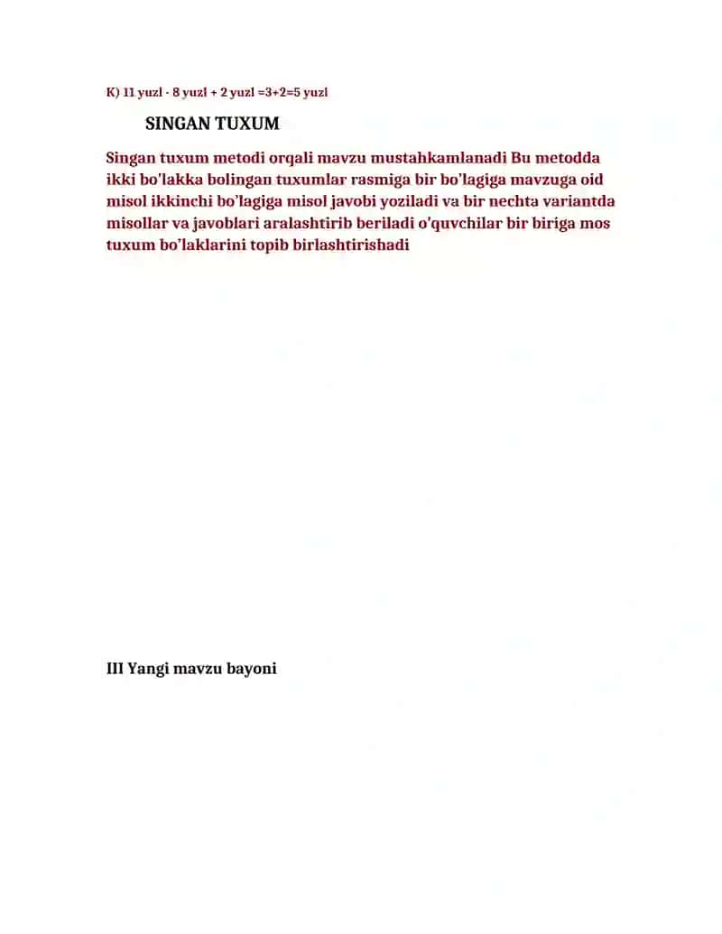 2-sinf matematika fanidan 3 xonali sonlar va ularning nomlanishi mavzusida dars ishlanma 4
