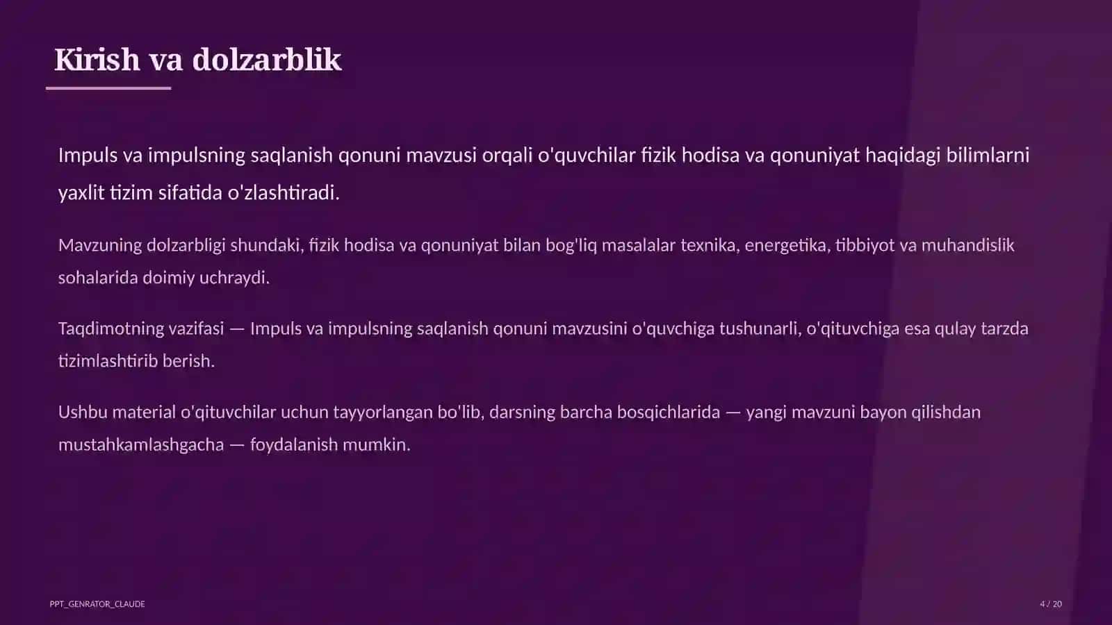 Impuls va impulsning saqlanish qonuni (9-sinf) 4