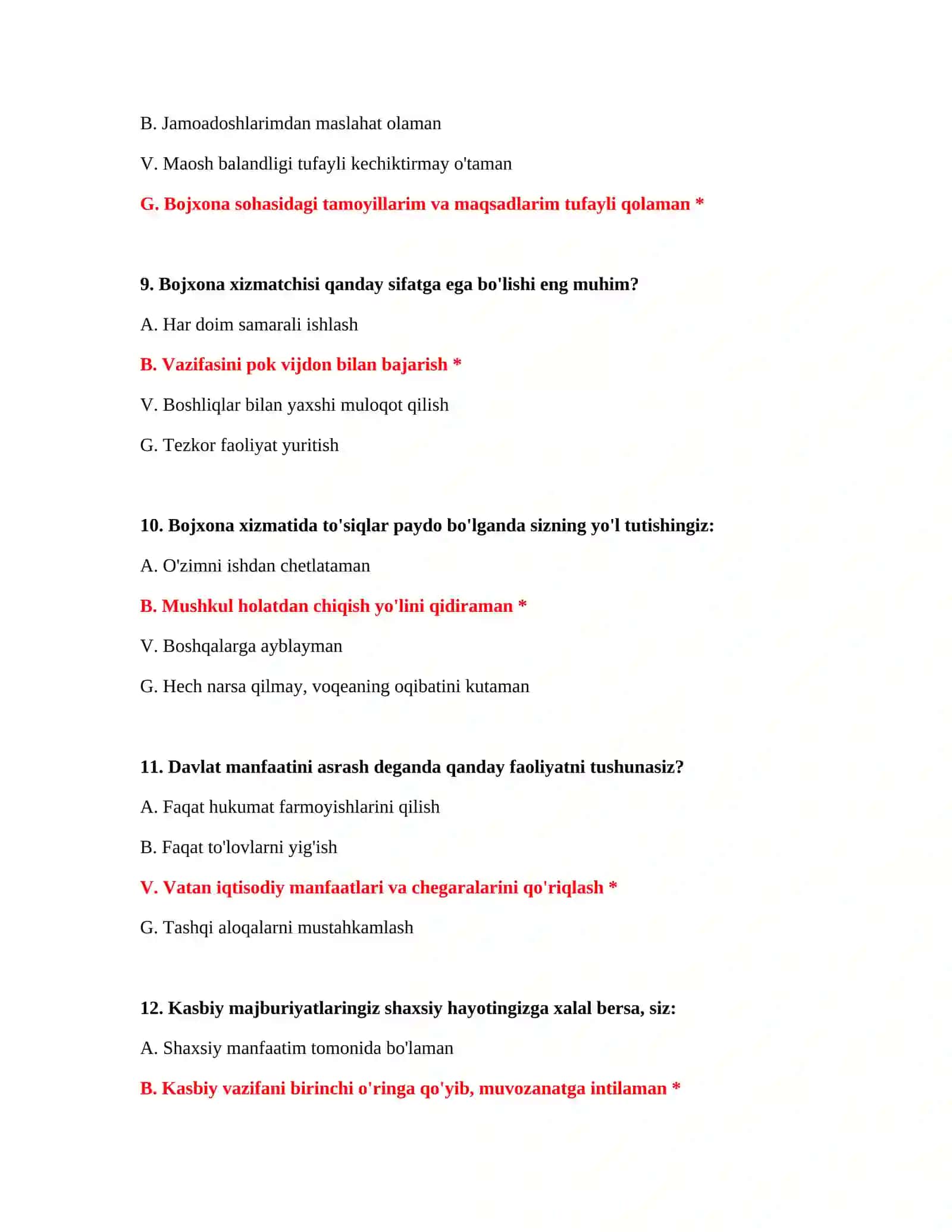 Bojxona testlari yangi 4