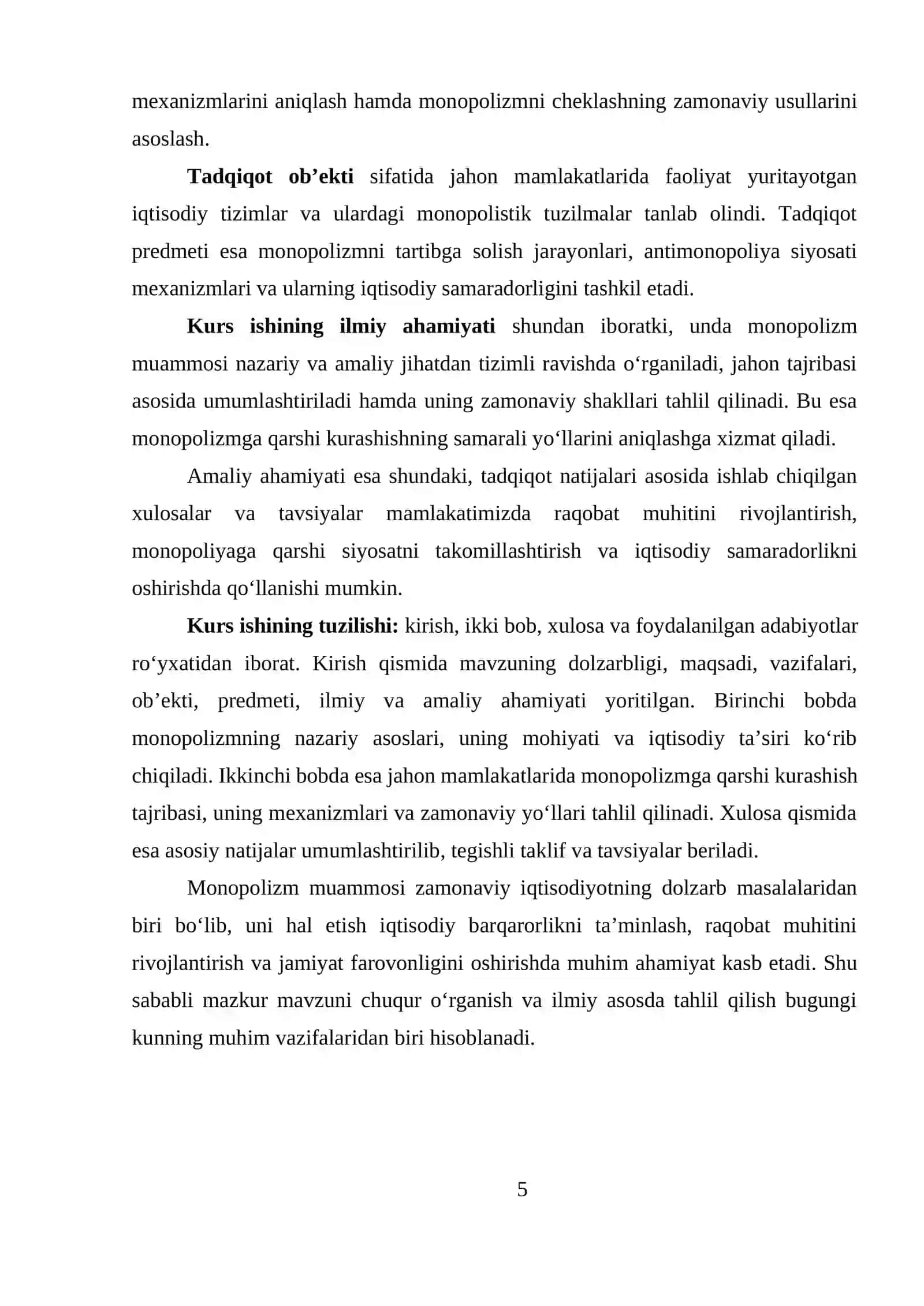JAHON MAMLAKATLARIDA MONOPOLIZM MUAMMOSINI HAL ETISH YO‘LLARI 4