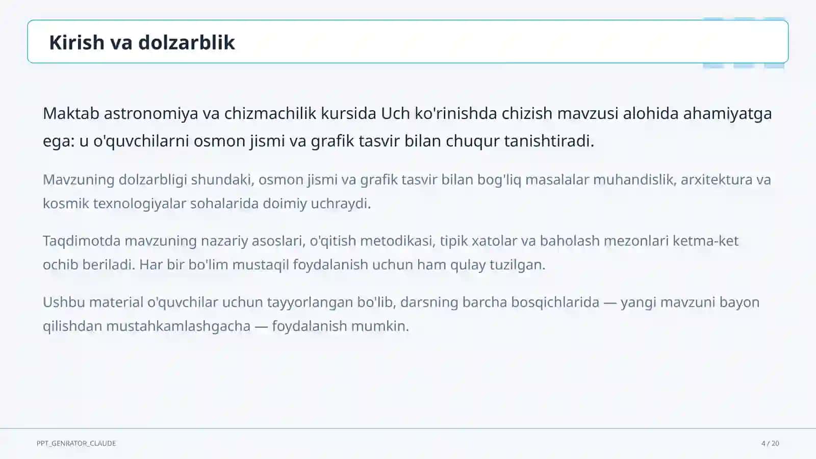 Uch ko'rinishda chizish (8-sinf) 4