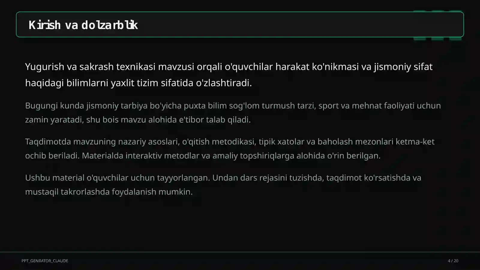 Yugurish va sakrash texnikasi (2-sinf) 4