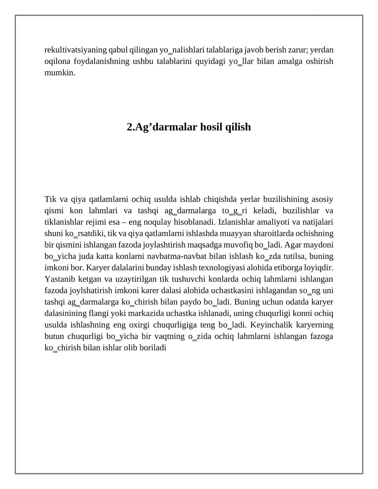 FOYDALI QAZILMA KONLARINI OCHIQ USULDA ISHLASHIDA YER ZAHIRALARIDAN FOYDALANISH SAMARADORLIGINI OSHIRISHNING ASOSIY YО’NALISHLARI 4