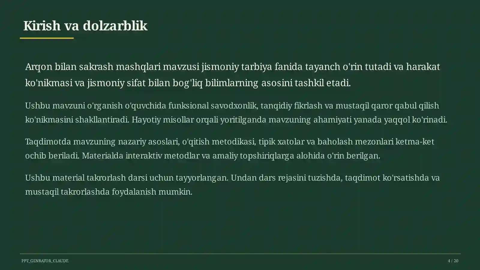 Arqon bilan sakrash mashqlari (3-sinf) 4