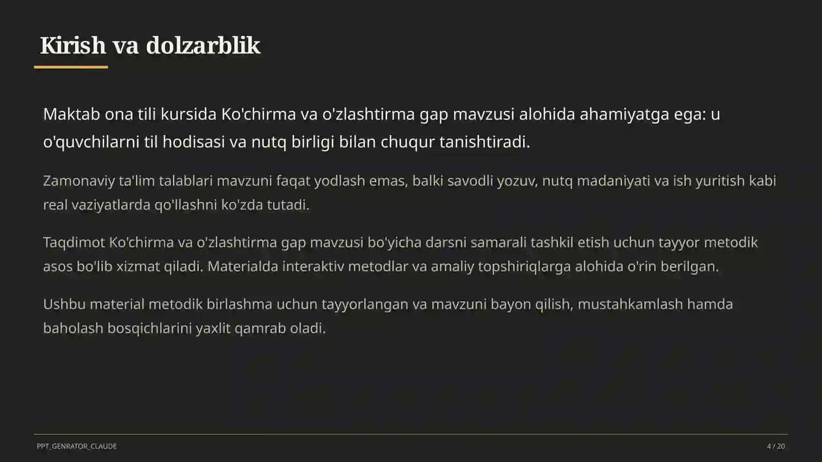 Ko'chirma va o'zlashtirma gap (9-sinf) 4
