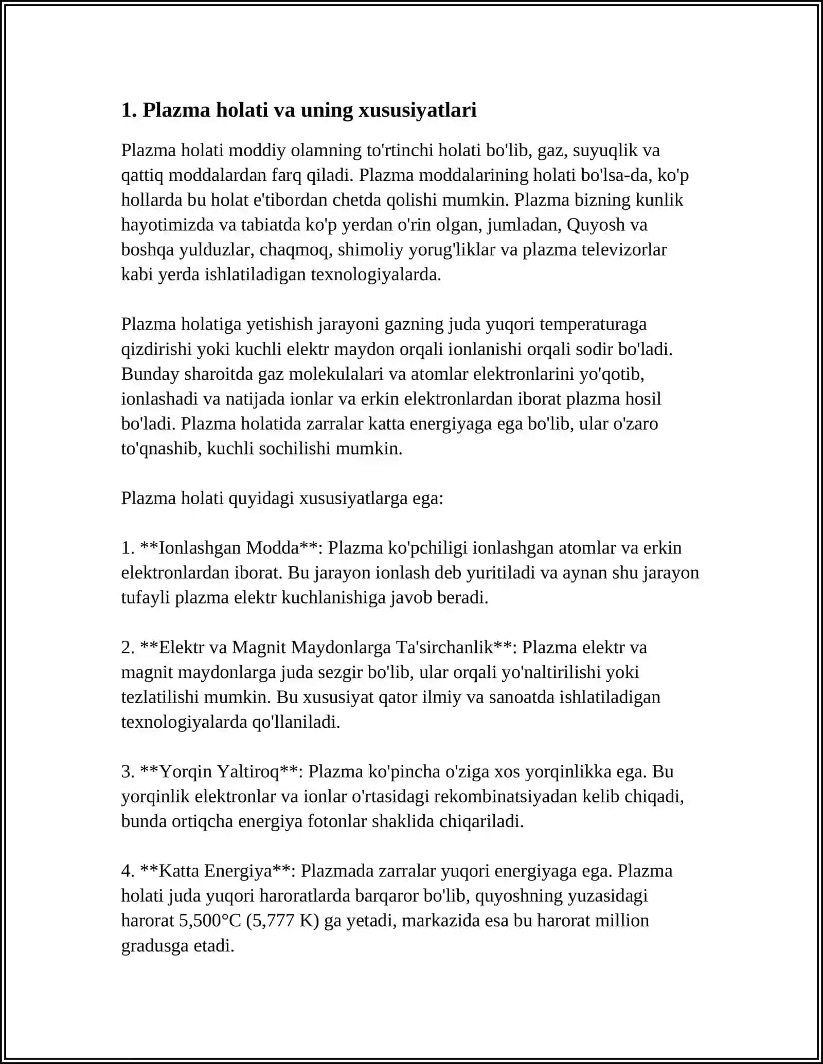 PLAZMA HAQIDA TUSHUNCHA. ELEKTROMAGNIT TO'LQINLAR VA ULARNING FARMATSIYA VA TIBBIYOTDA QO'LLANILISHI 4