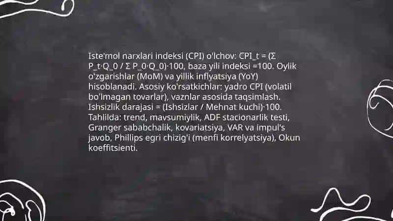 INFLYATSIYA VA ISHSIZLIK MA'LUMOTLARINI TAHLILI 4