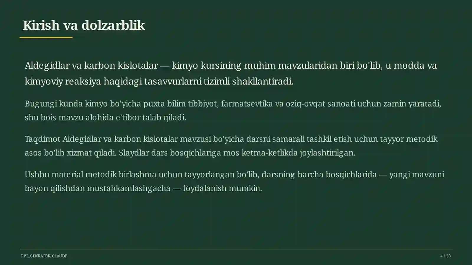 Aldegidlar va karbon kislotalar (10-sinf) 4