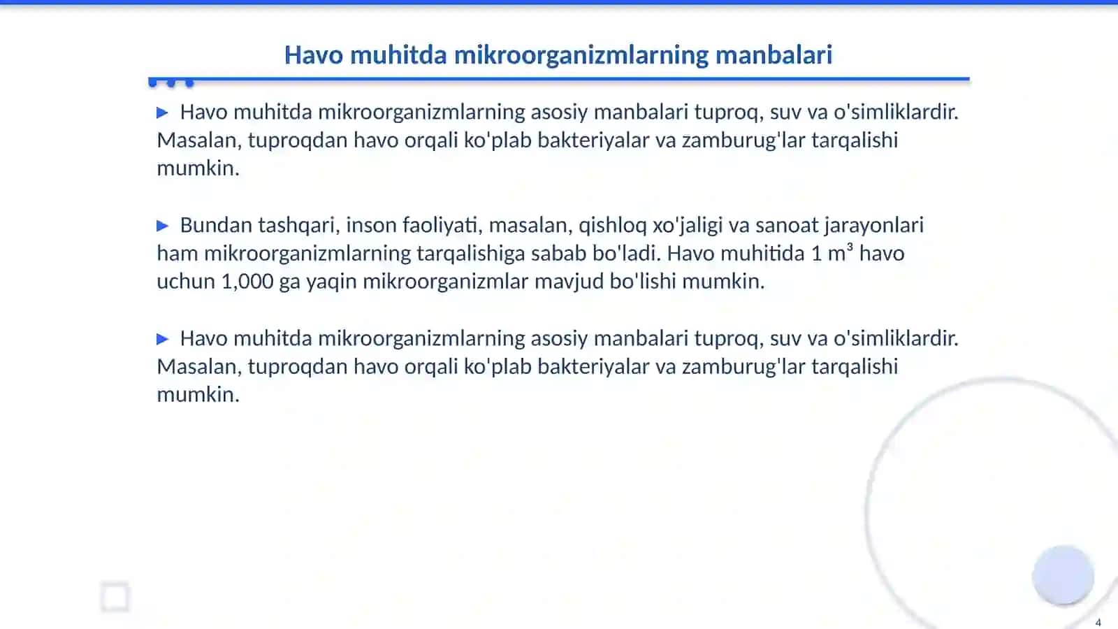 Havo muhitga mikroorganizmlarning tarqalishi 4