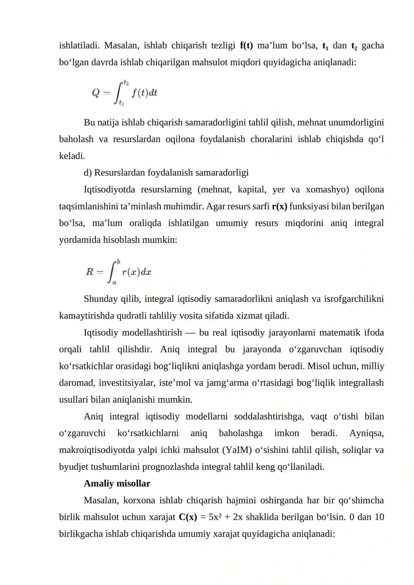 Aniq integral va uning iqtisodiyotda qo‘llanishi 4