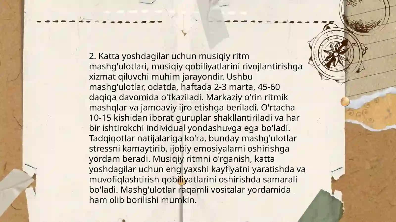 Katta yoshdagi nutqiy nuqsonga ega kishilarga musiqiy ritmik taʼsir 4