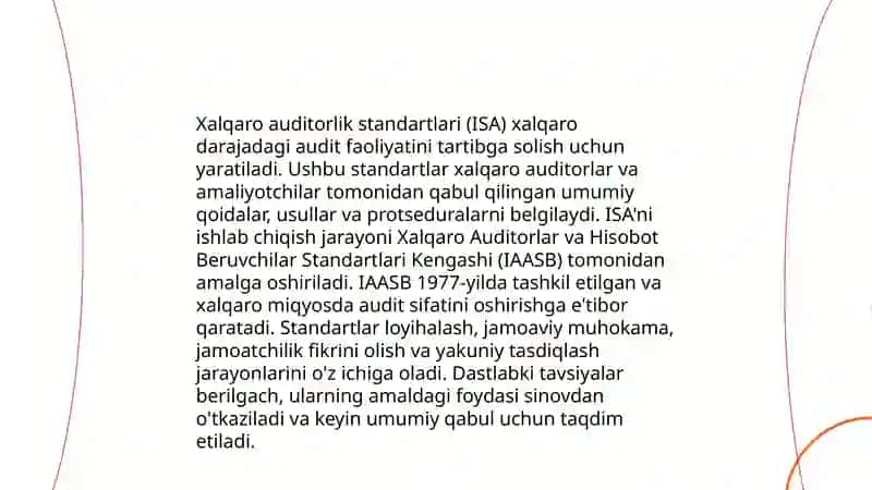 Xalqaro audit standartlarini ishlab chiqish va tatbiq etish jarayoni 4