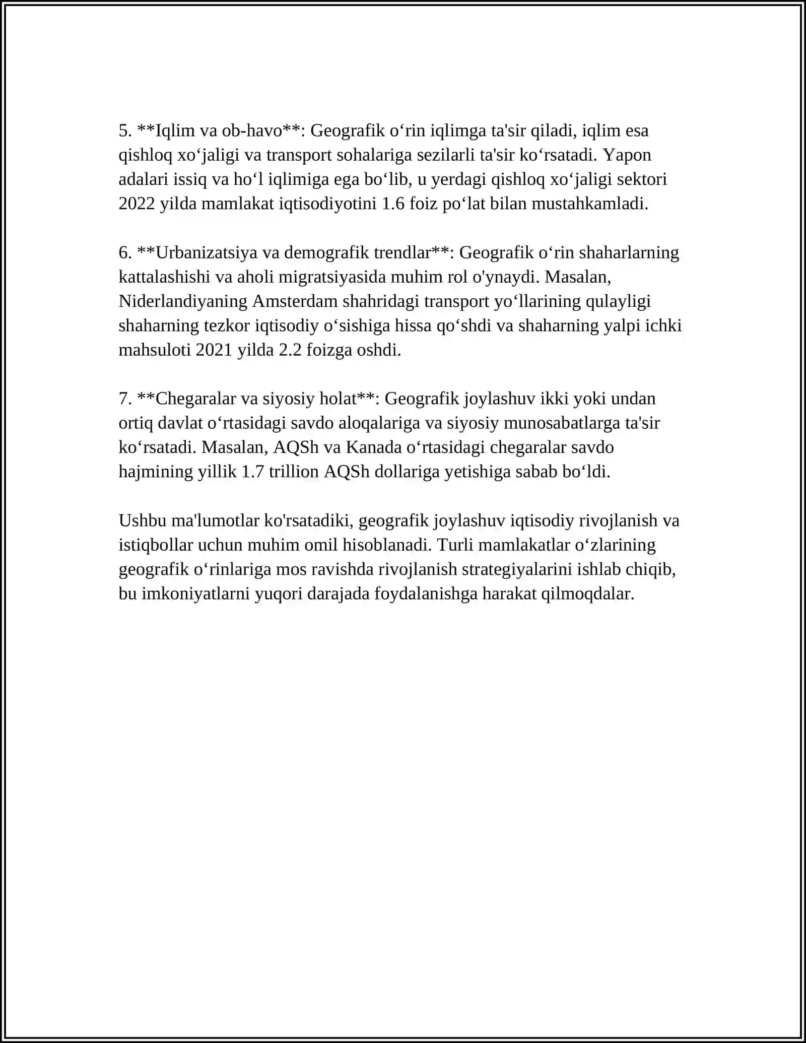 IQTISODIY GEOGRAFIYANING BOSH TUSHUNCHALARI: GEOGRAFIK O’RIN, IQTISODIY RAYON, HUDUDIY MAJMUA 4