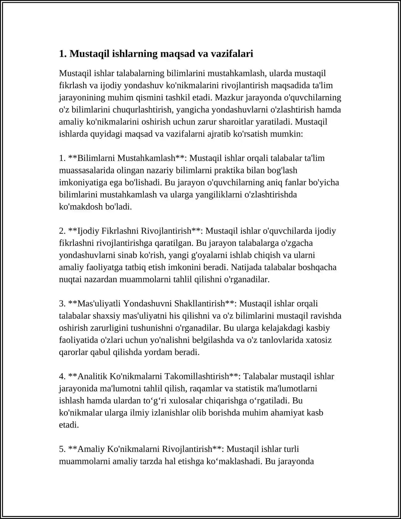 3-4 SINFLARDA O'QUVCHILARNING MATEMATIKADAN MUSTAQIL ISHLARINI TASHKIL QILISH METODIKASI 4