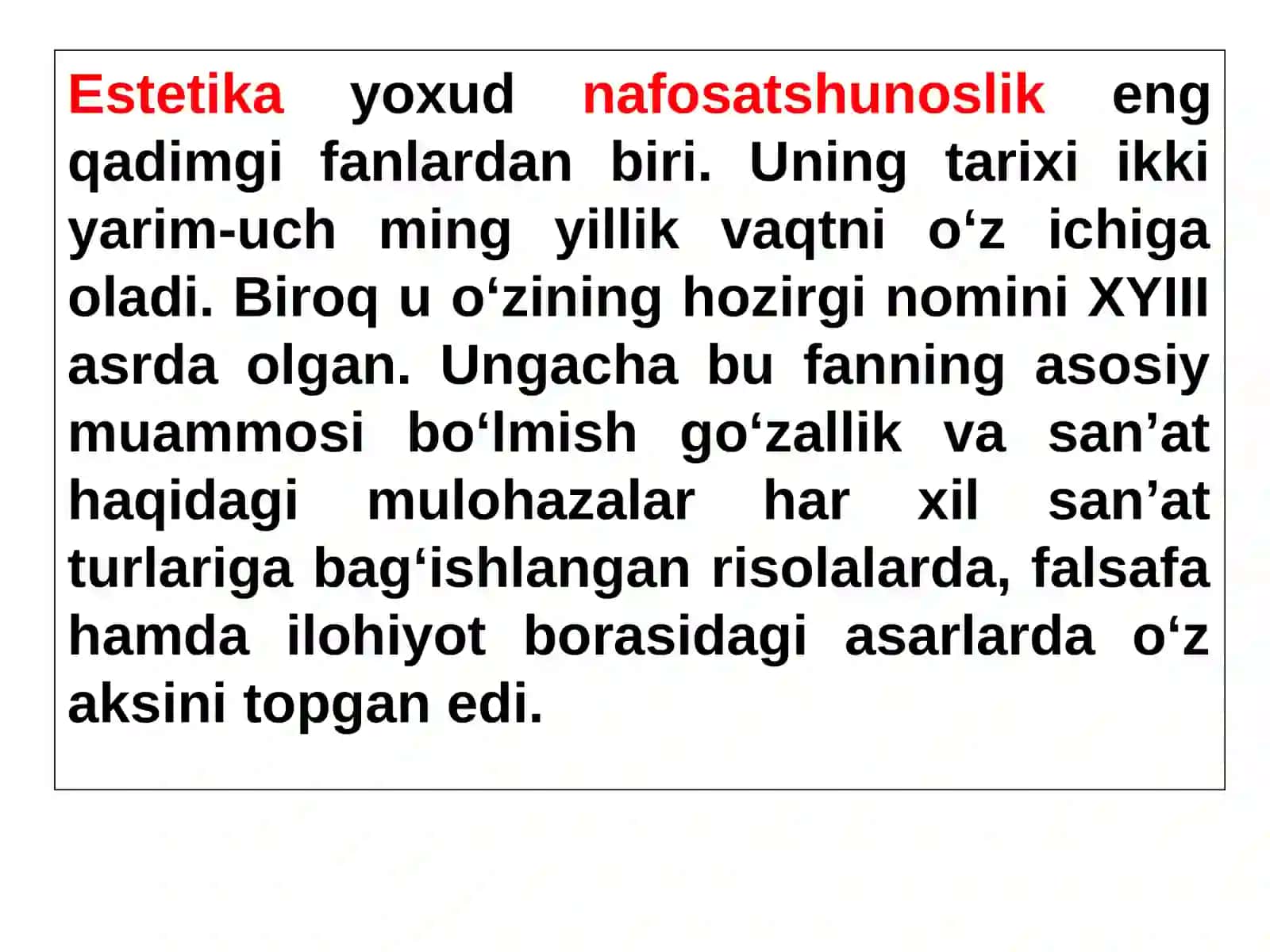 Estetikaning predmeti, maqsadi va vazifalari 4
