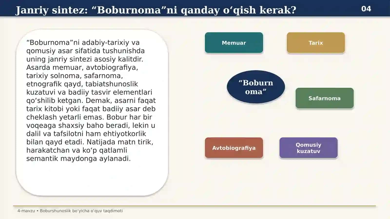 “Boburnoma”ning adabiy-tarixiy va qomusiy tabiati 4
