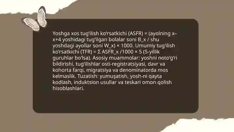 Demografik koʻrsatkichlarni hisoblash muammolarini hal qilish 4
