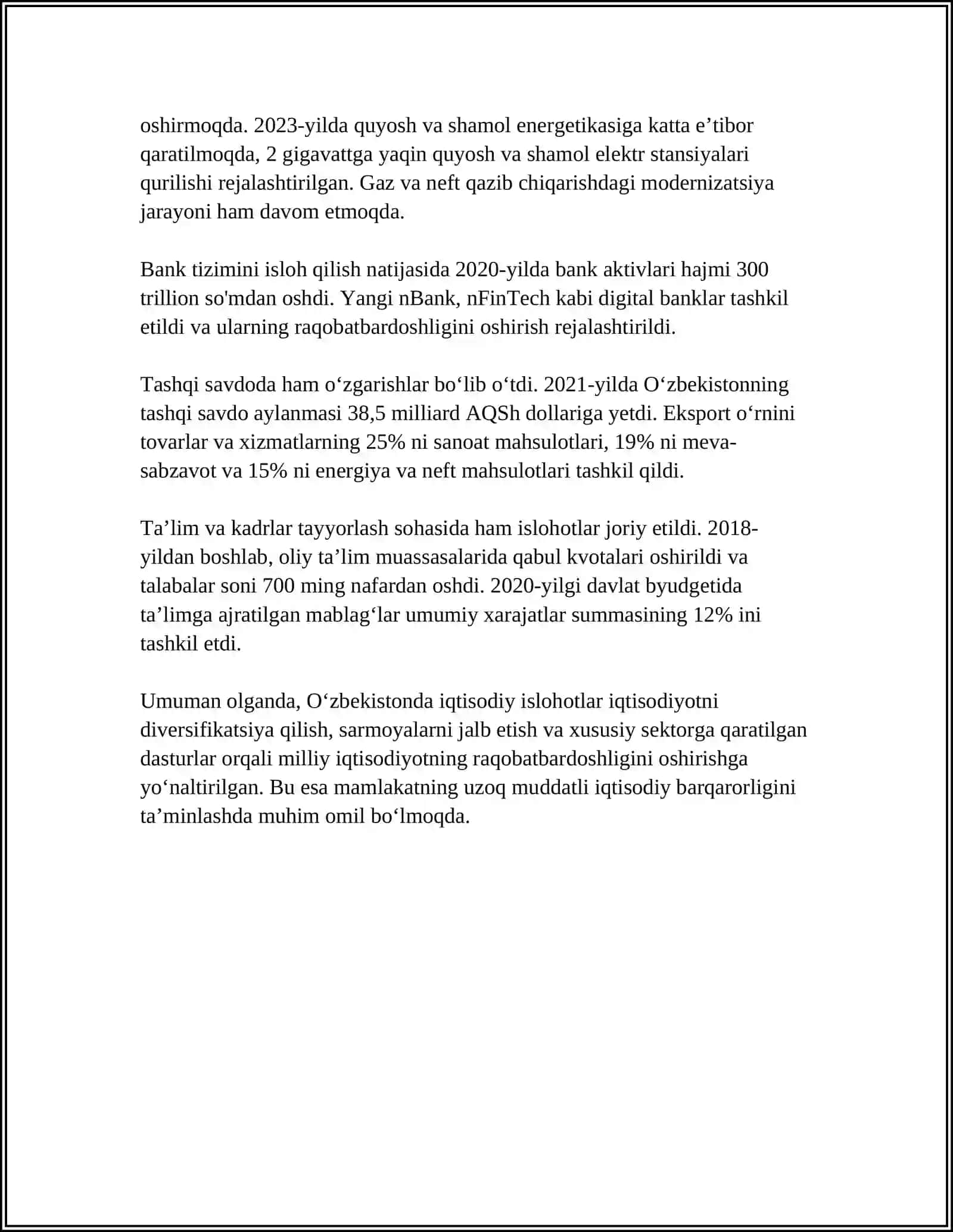 Oʻzbekistonda amalga oshirilayotgan yangi bosqichlari 4