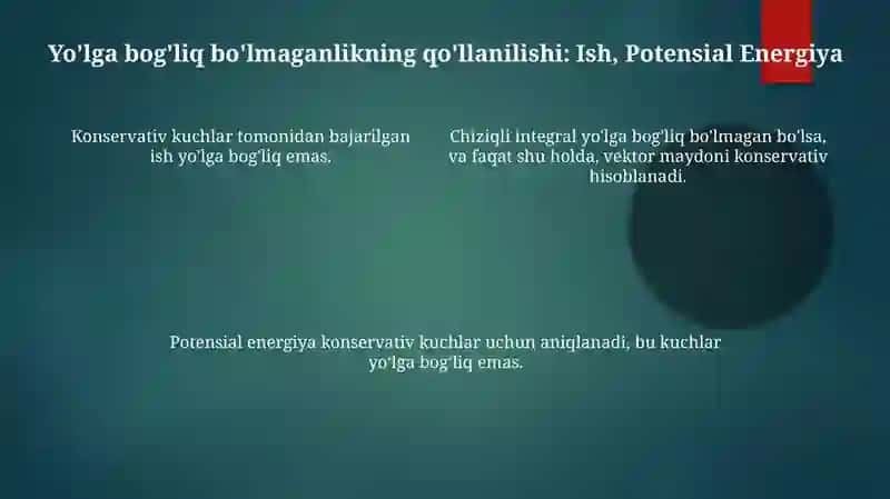 Egri chiziqli integral integrallash yòliga boĝliq bòlmaslik sharti 4