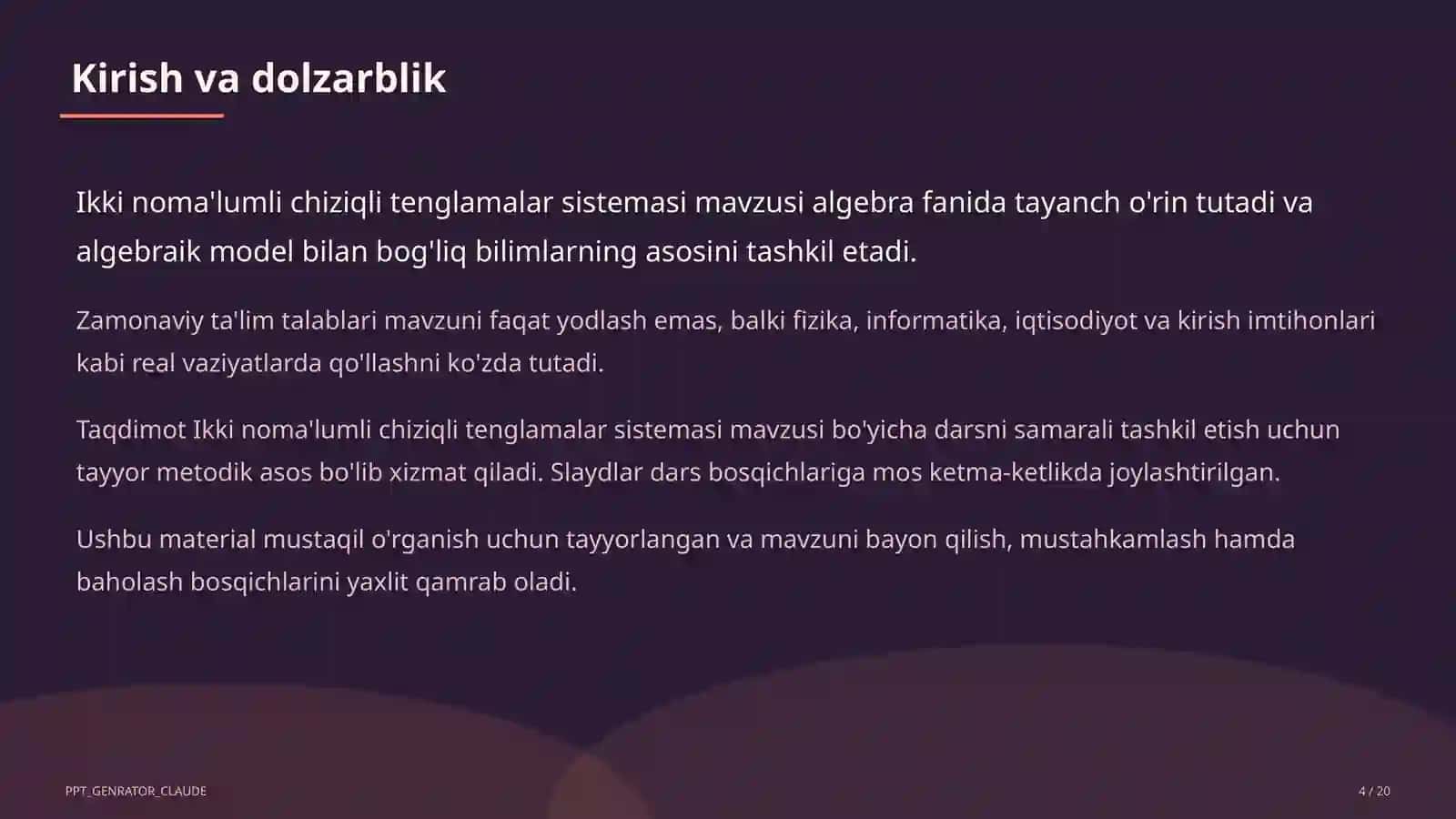 Ikki noma'lumli chiziqli tenglamalar sistemasi (7-sinf) 4