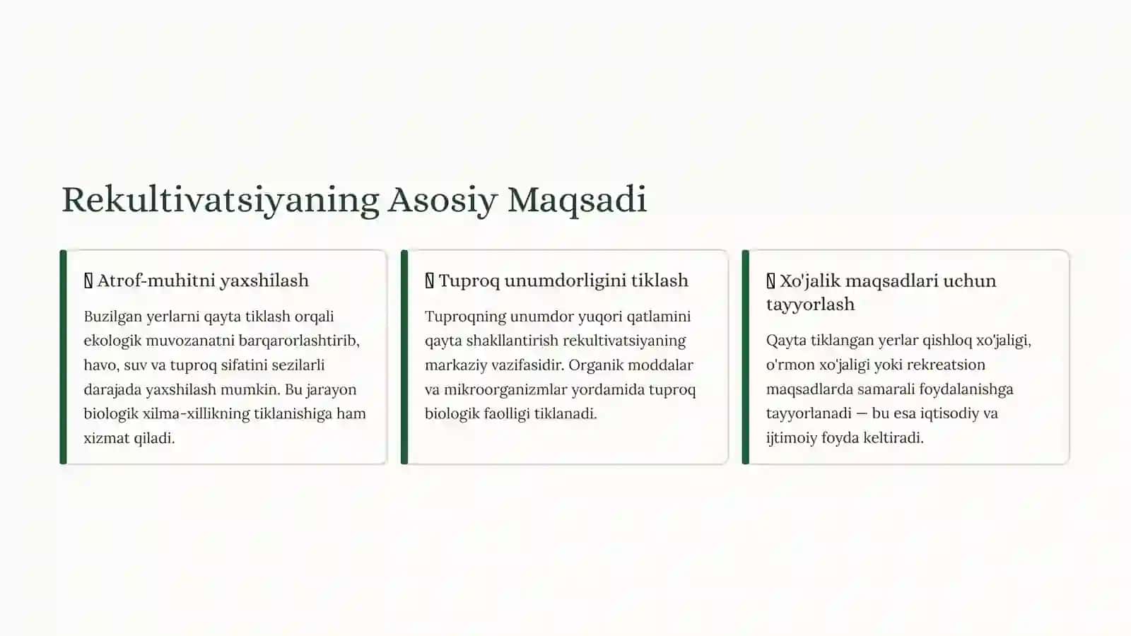 Yerlarni Rekultivatsiyalash: TabiatniTiklashSan’ati 4