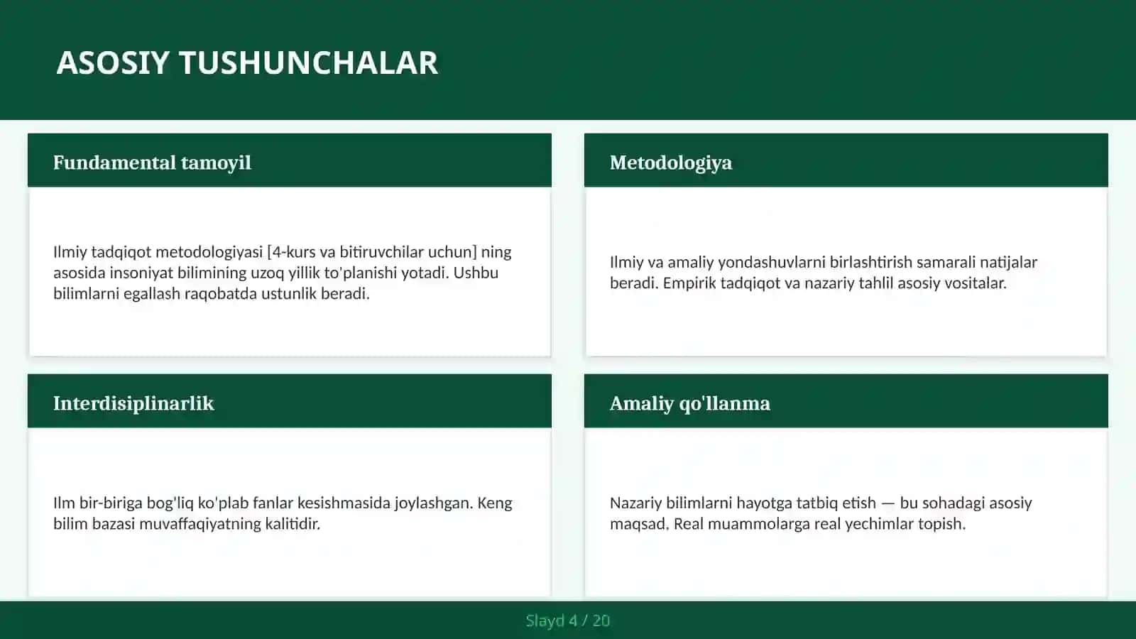 Ilmiy tadqiqot metodologiyasi [4-kurs va bitiruvchilar uchun] 4