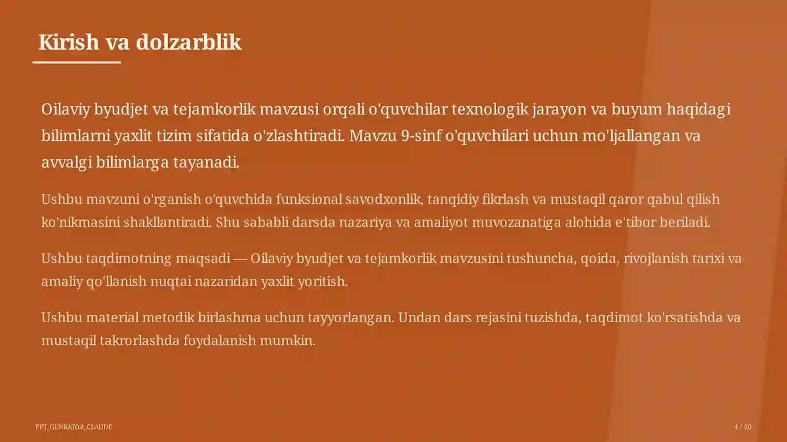Oilaviy byudjet va tejamkorlik (9-sinf) 4