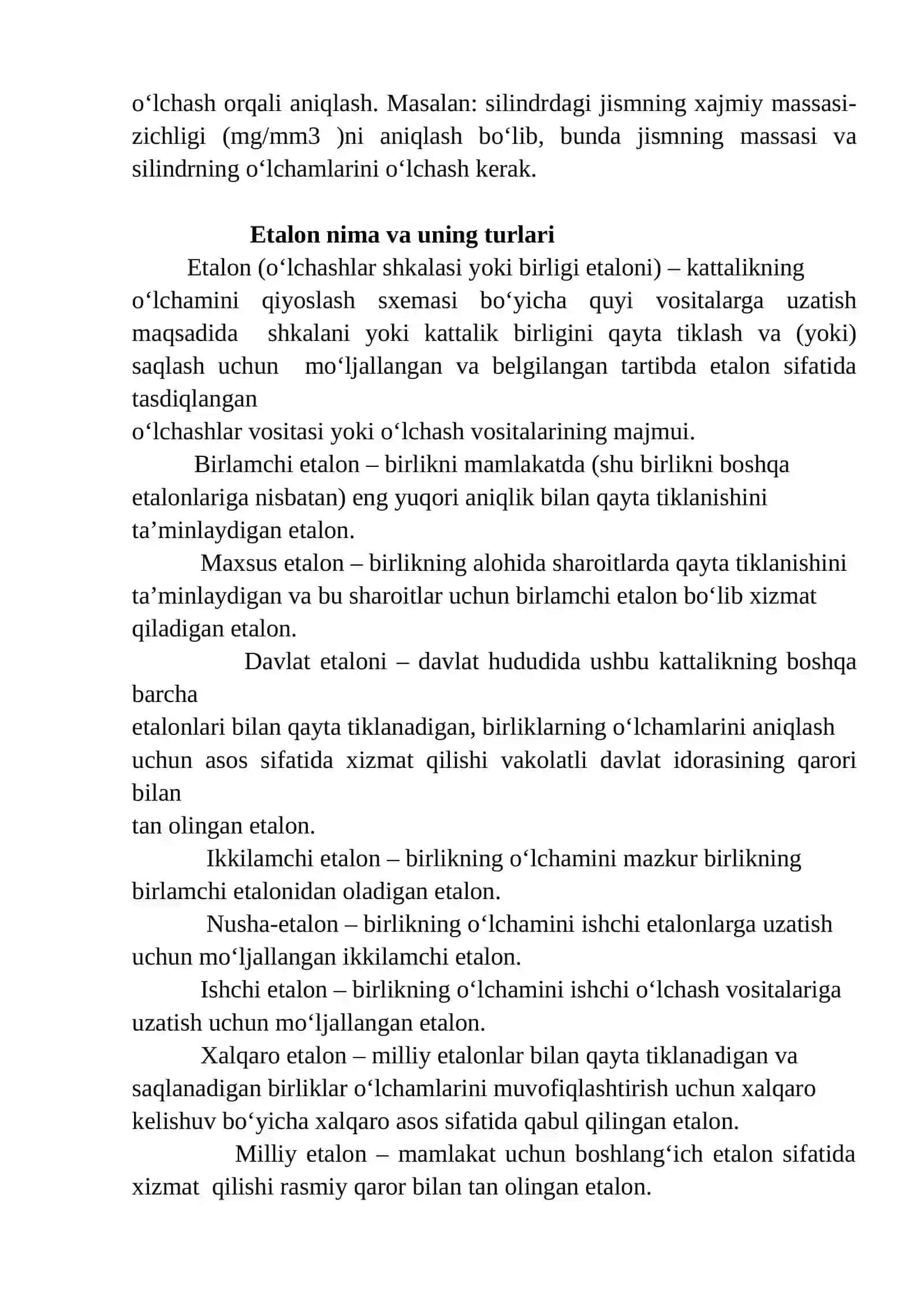 O’LCHASHLARNI BAJARISHDA ETALONLAR O’RNI 4