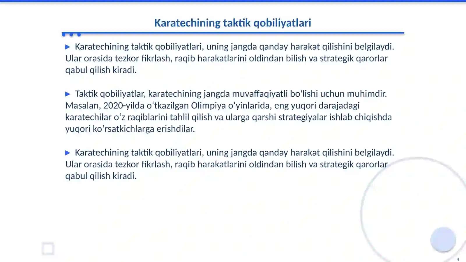 Karatechining taktik mahoratini oshirish yo'llari 4