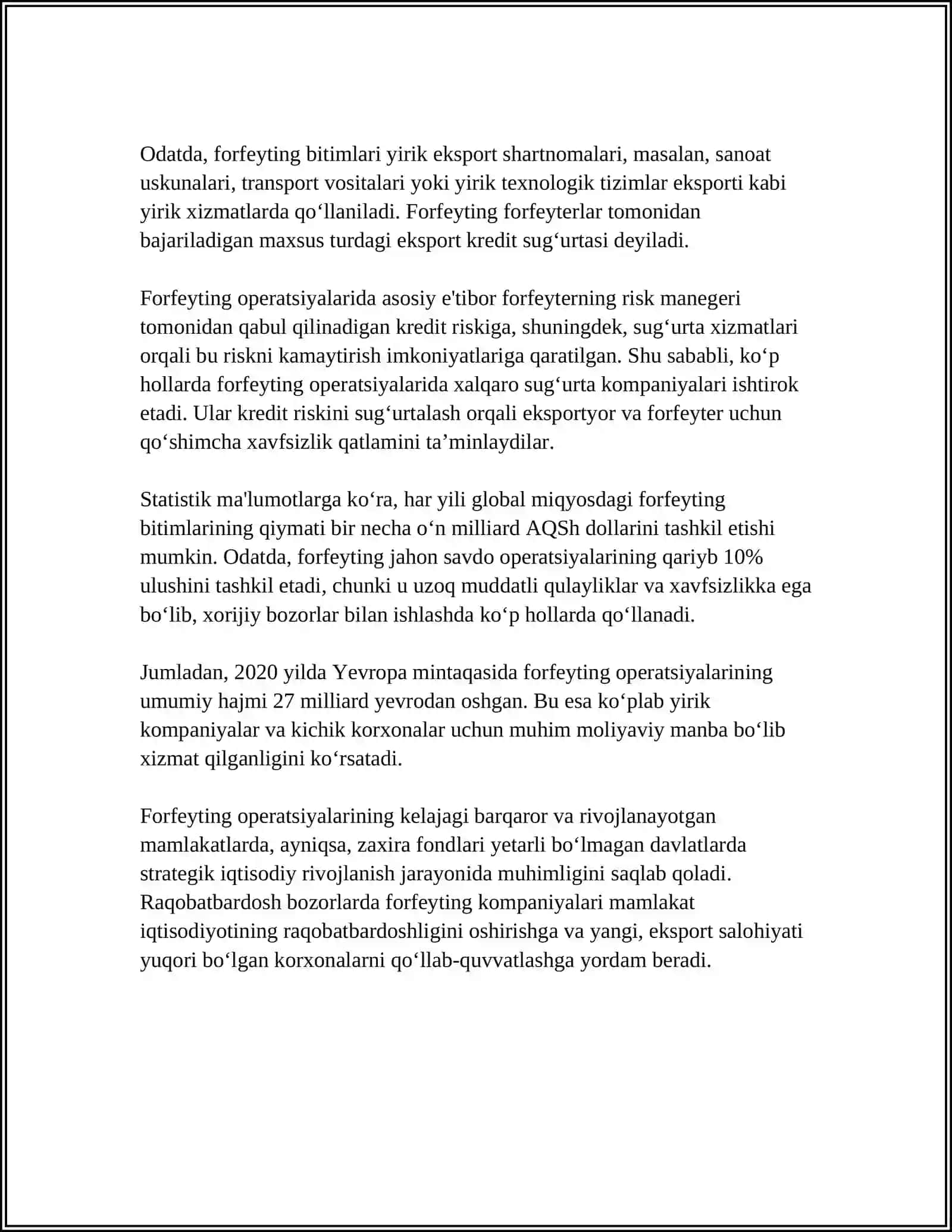 TIJORAT BANKLARINING FORFEYTING OPERATSIYALARI 4