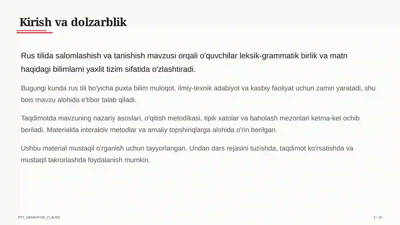 Rus tilida salomlashish va tanishish (2-sinf) 4