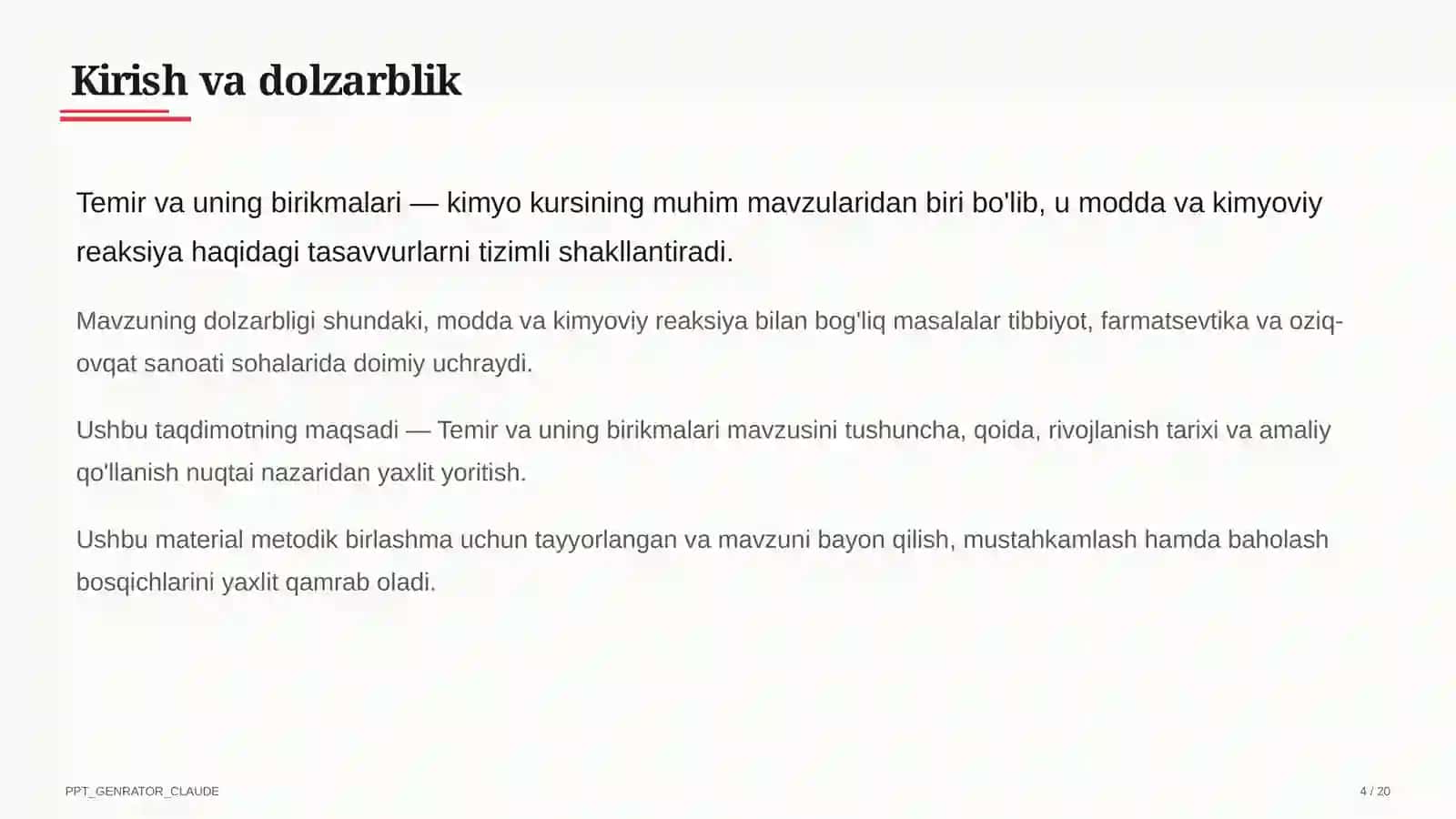 Kimyo (7–11) — metodik birlashma uchun 4