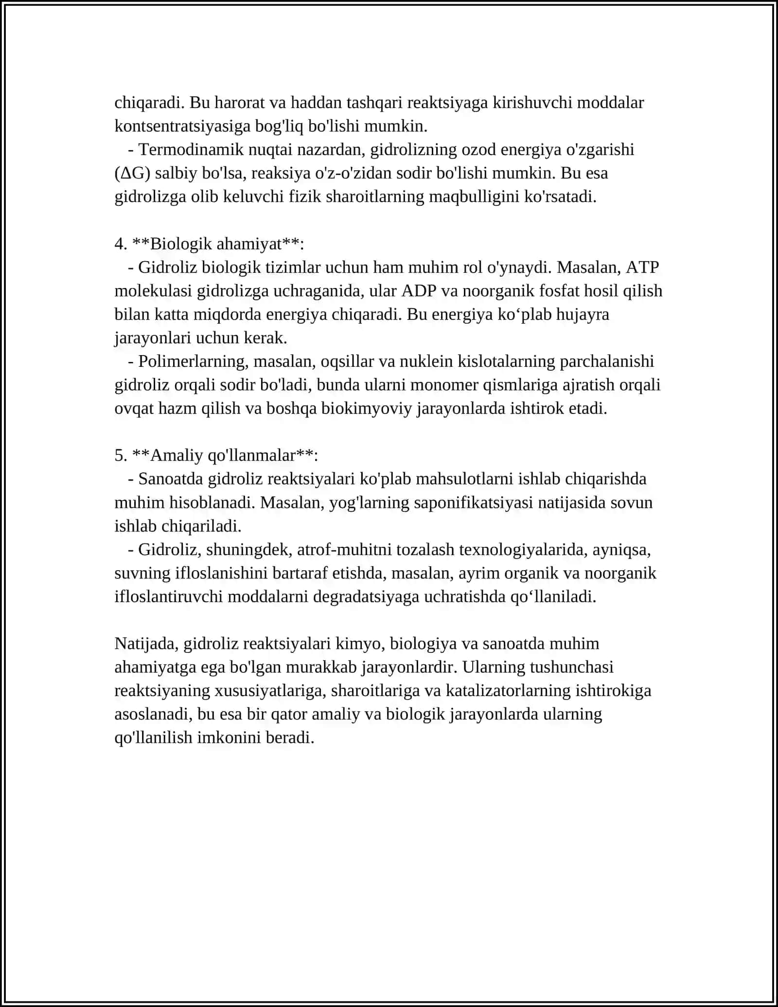GIDROLIZ REAKSIYASI MUVOZANATIGA TA'SIR ETUVCHI OMILLAR. ERUVCHANLIK KO'PAYTMASI 4