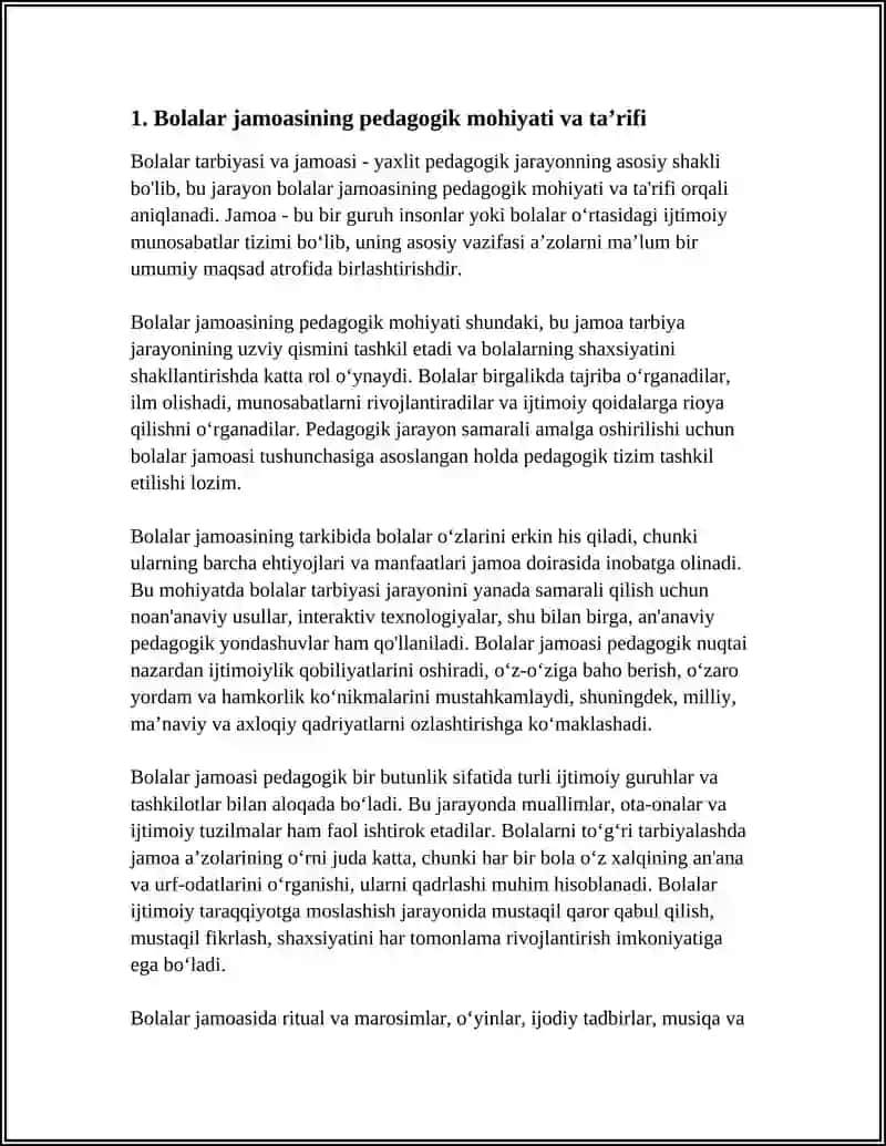 Bolalar Tarbiyasi va Jamoasi - Yaxlit Pedagogik Jarayonning Asosiy Shakli 4