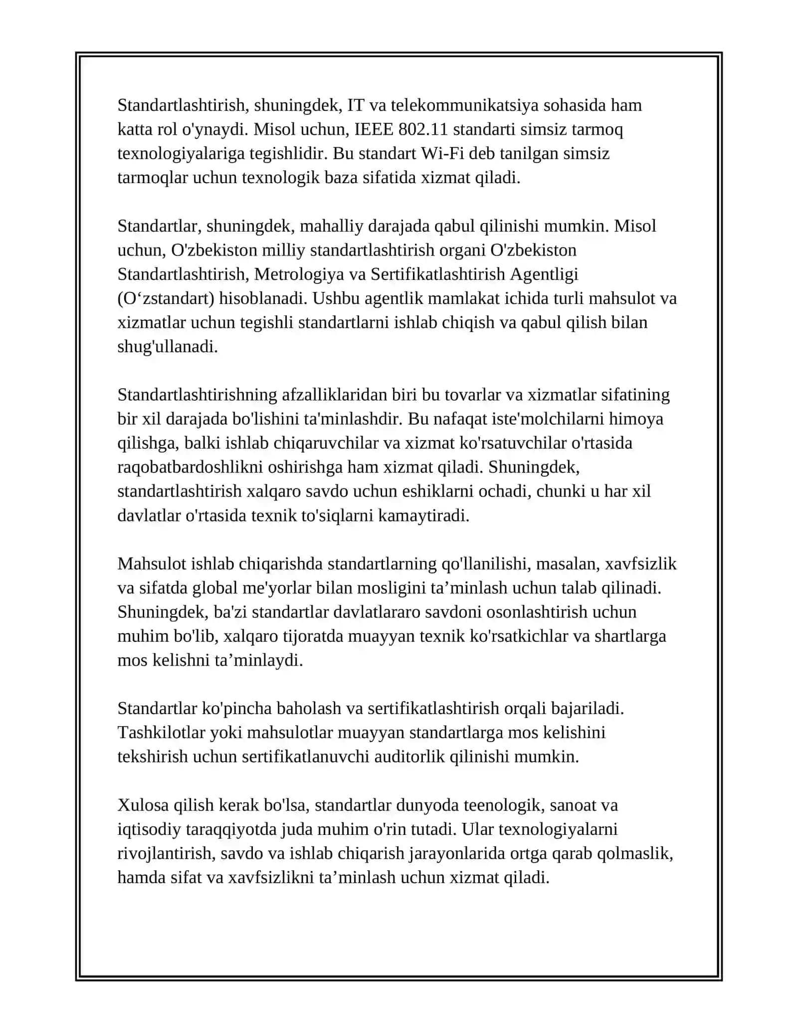 STANDART VA UNING TURLARI 4