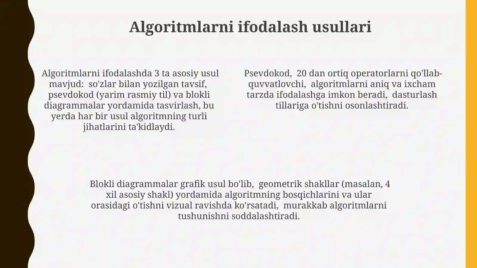 Algaritmtushunchasivaqo‘llanishi 4