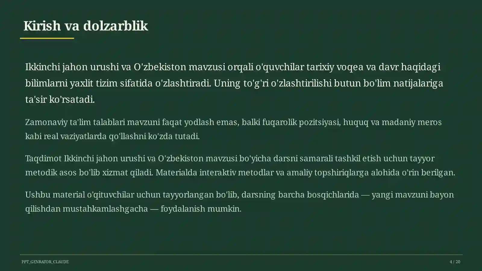 Ikkinchi jahon urushi va O'zbekiston (10-sinf) 4