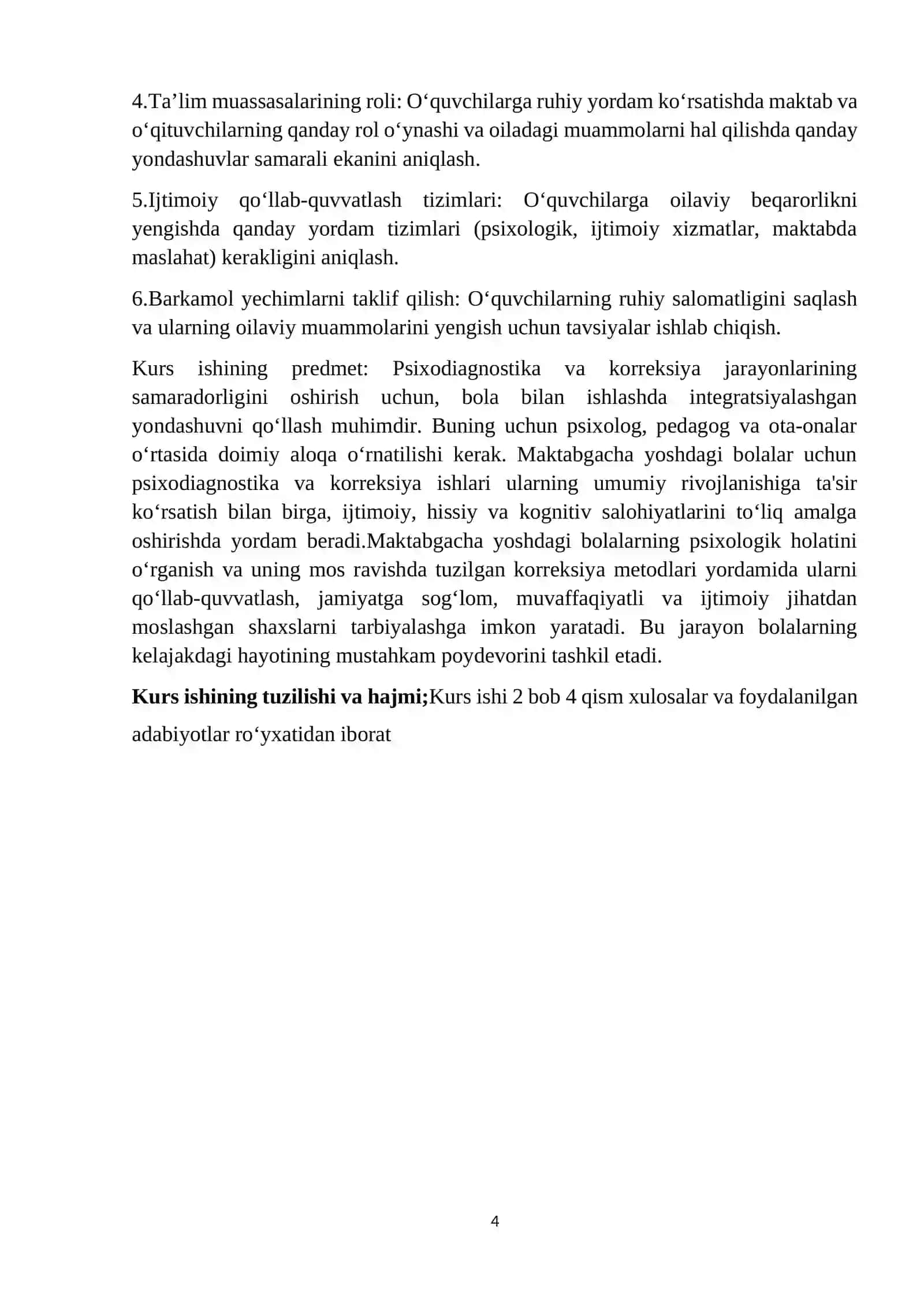 Maktabgacga yoshdagi bolalarda psixodeagnostika va korreksiyasi mavzusidagi kurs ishi 4