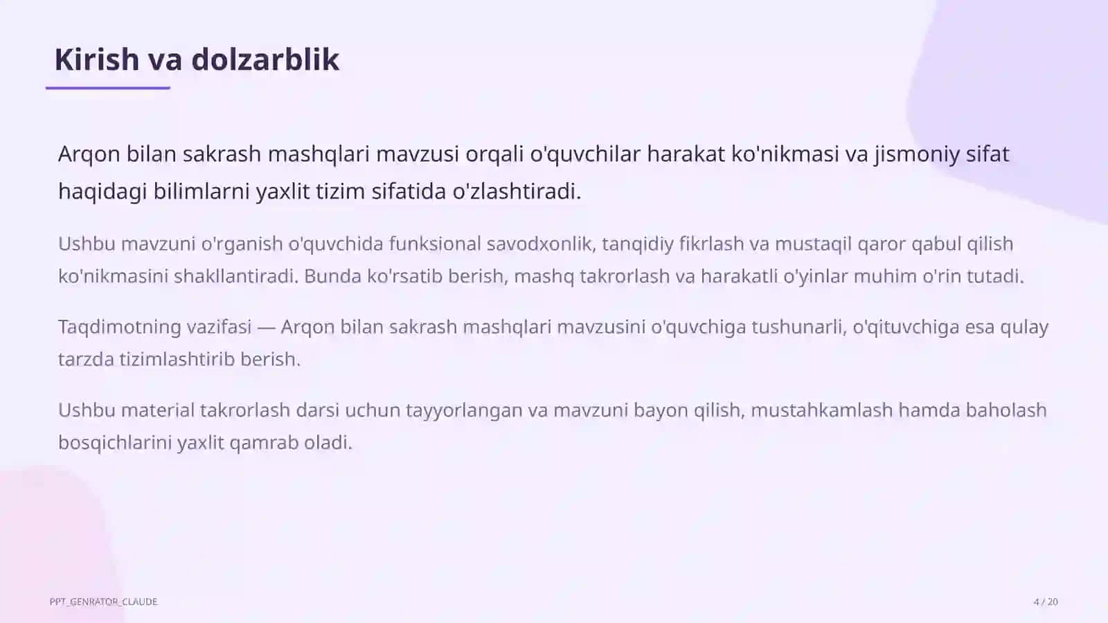 Arqon bilan sakrash mashqlari (3-sinf) 4