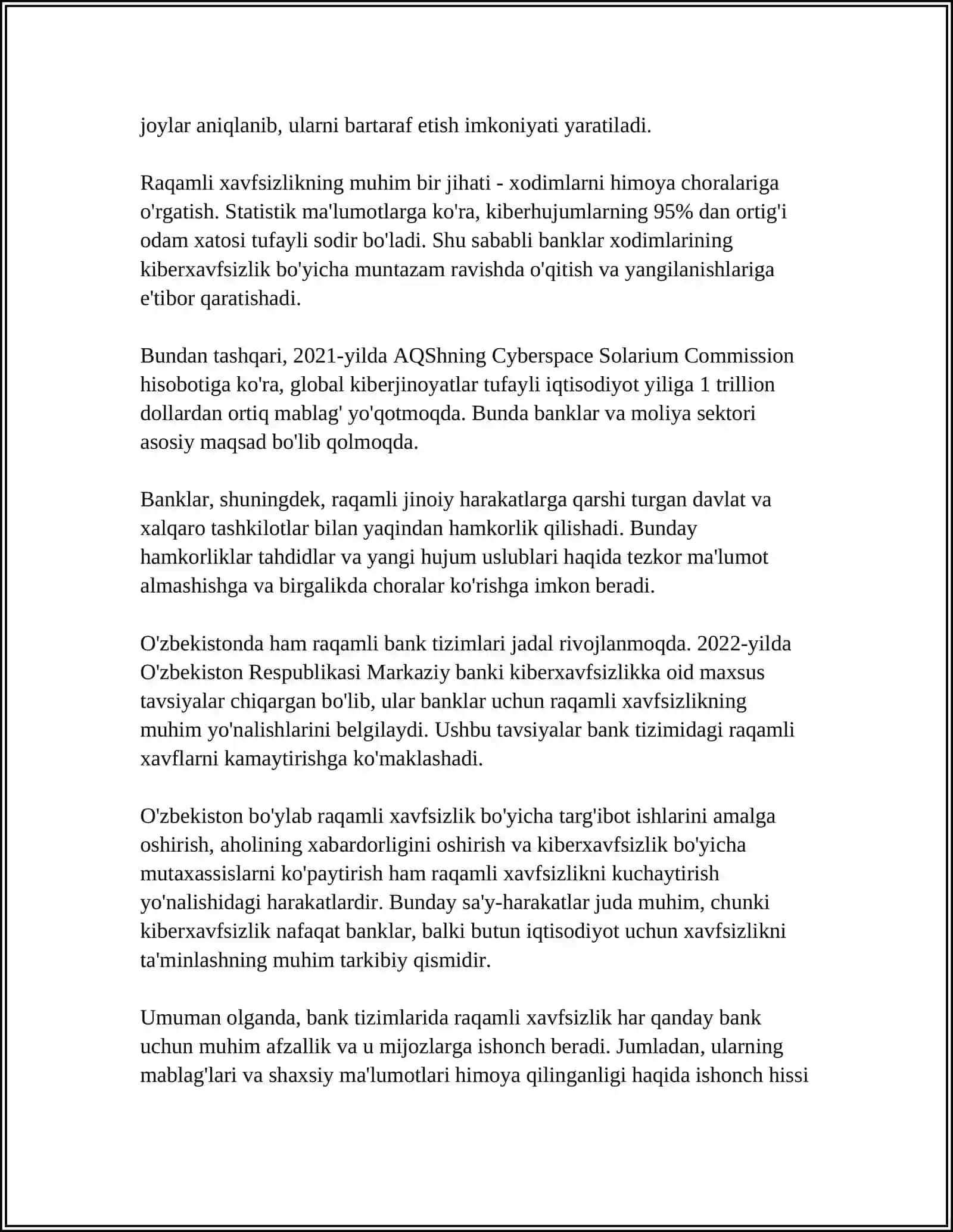 BANKNI RAQAMLASHTIRISHDA AXBOROT TIZIMLARI VA TEHNALOGYALARI 4