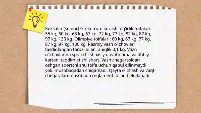Yunon rum kurashi boʻyicha musobaqa qoidalari va hakamlik qilish asoslari 4