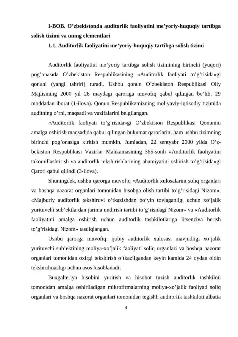Audit o'tkazuvchi shaxs tomonidan qonun va me'yoriy hujjatlarga amal qilinishini aniqlash 4