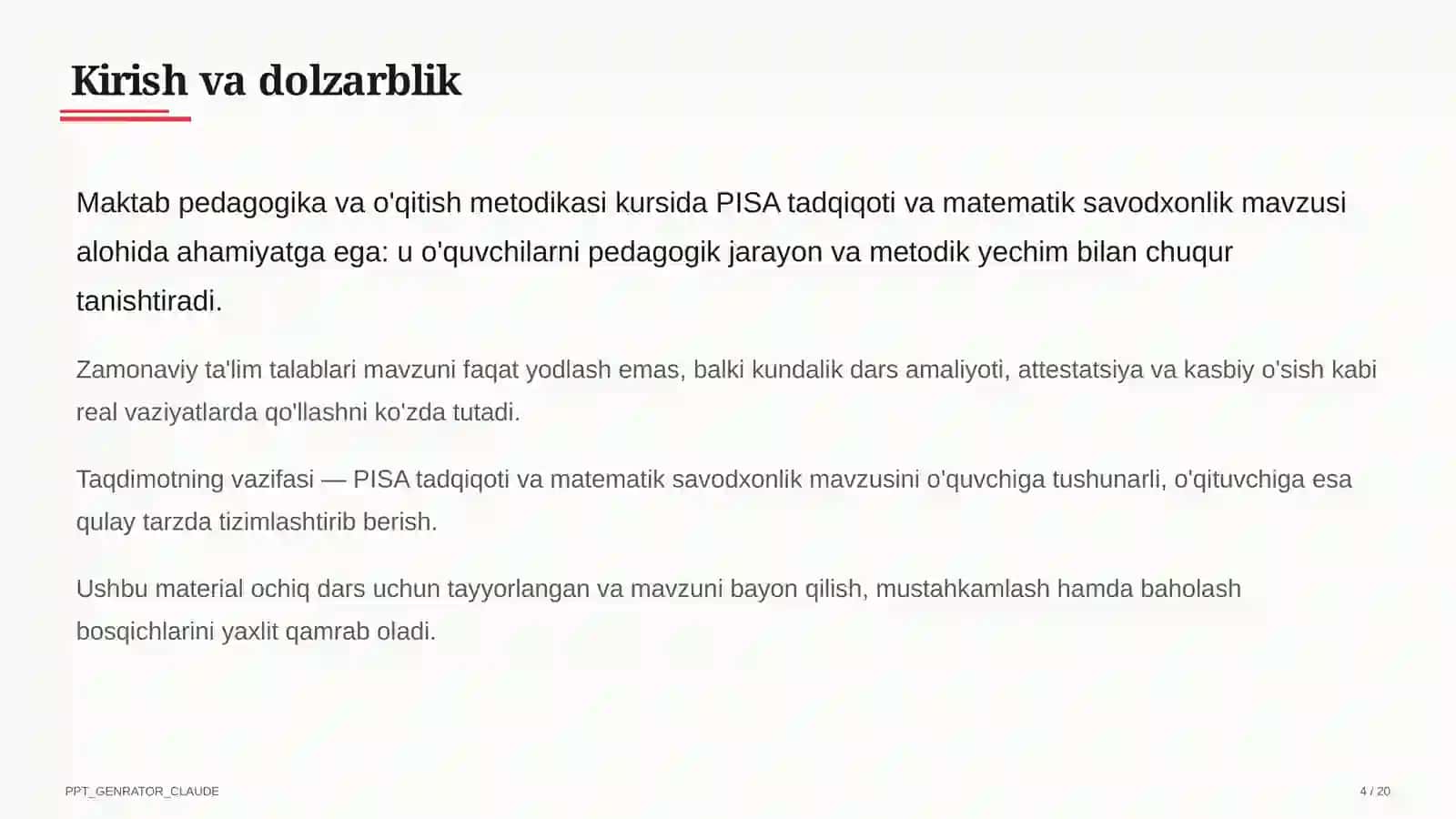 PISA tadqiqoti va matematik savodxonlik 4