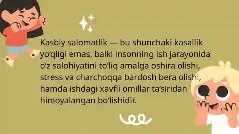 Kasbiy salomatlik tushunchasi 4