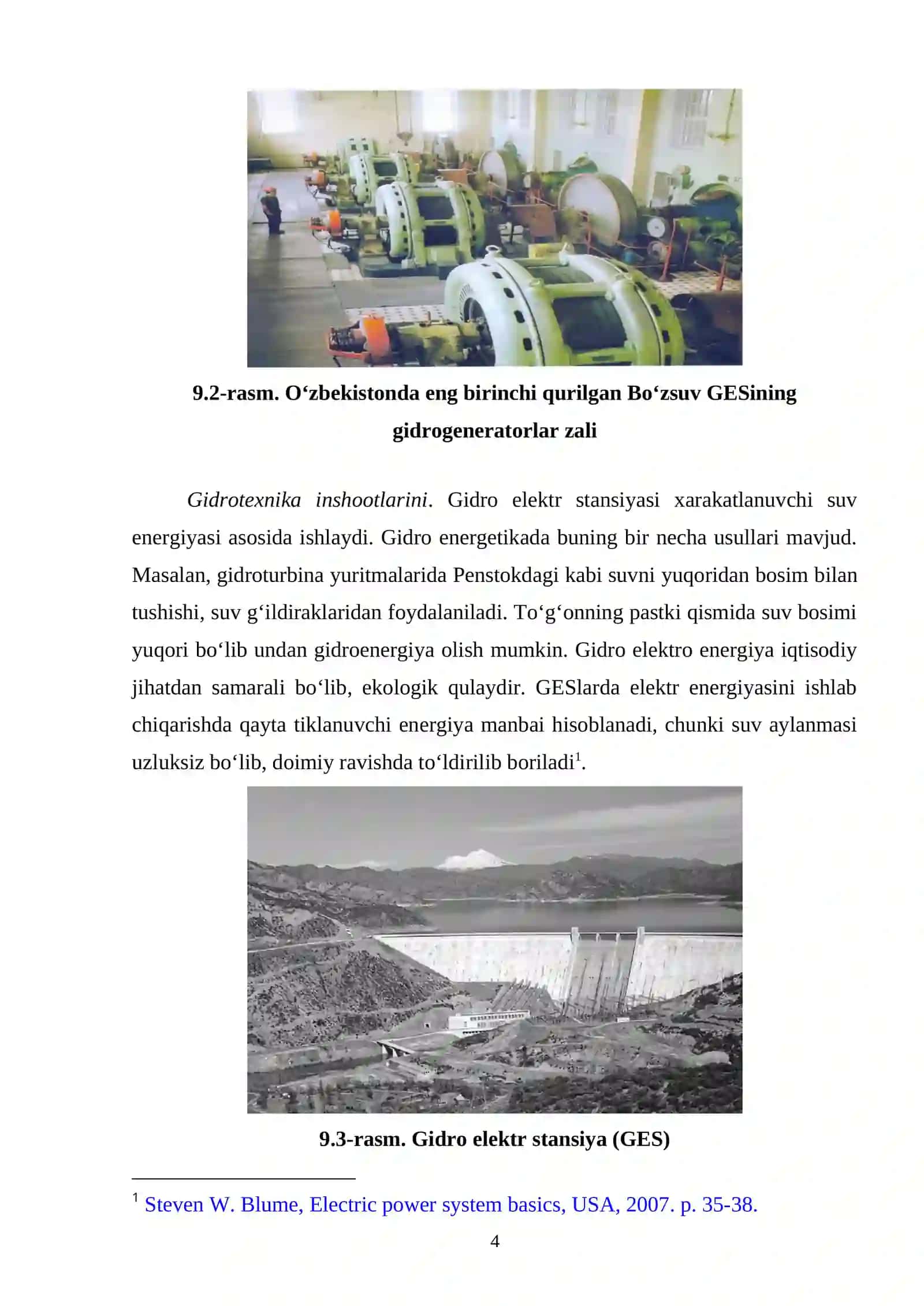 GIDRO ELEKTR STANSIYA (GES) 4