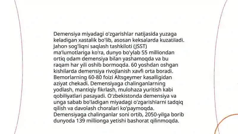 Demensiya kasalligining biologik xossasi 4
